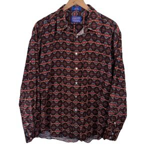 Pendleton Men XL Corduroy Pearl Snap Western Shirt Southwestern Aztec Red Black